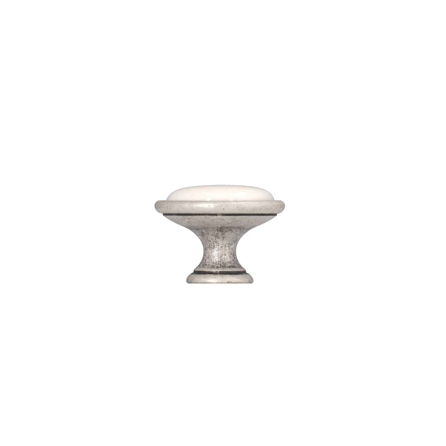 Pomolo per mobili - Argento vecchio graffiato - Lega di Zinco / Porcellana - Stile Classico - 0x25x0mm - immagine 2