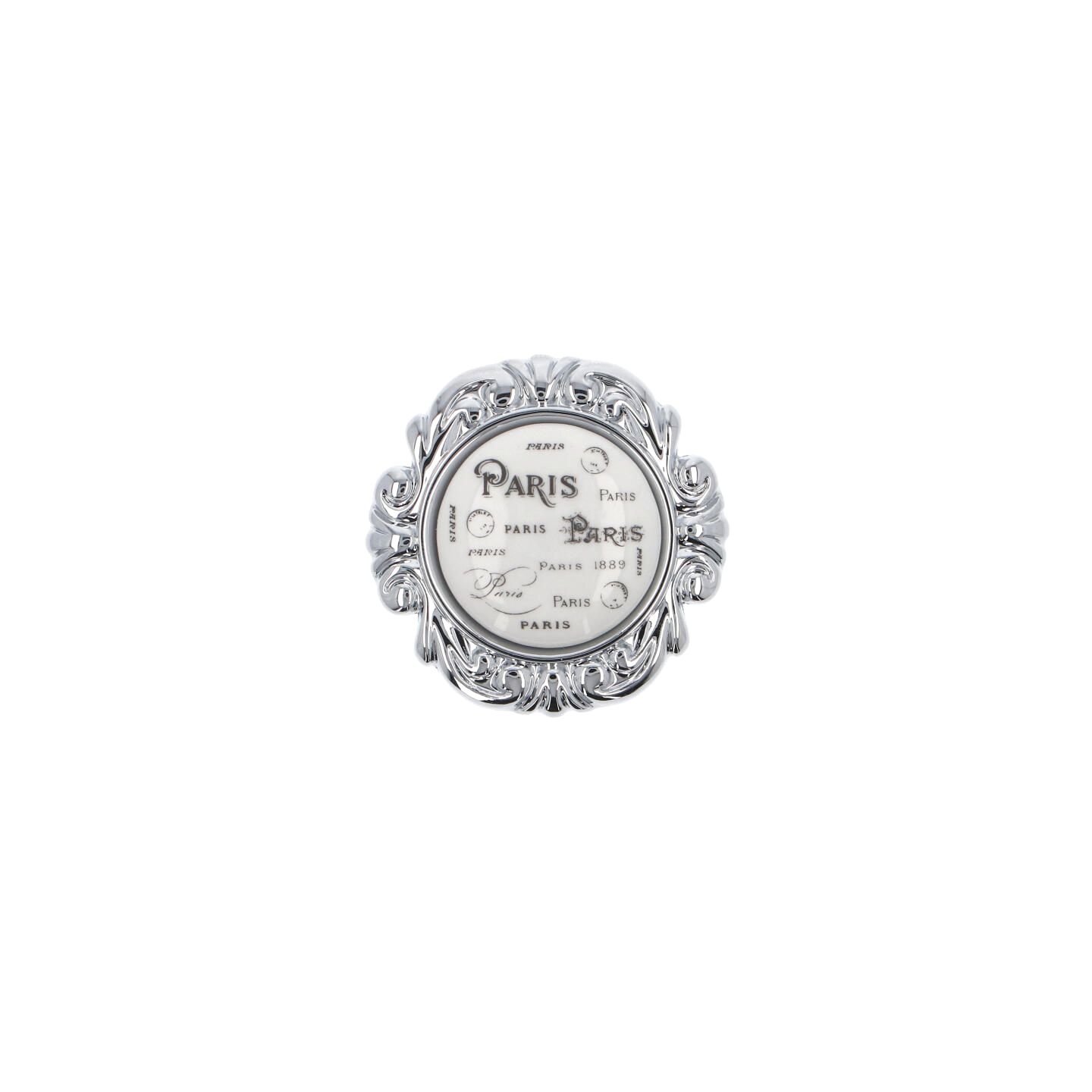 Pomolo per mobili - Cromo lucido - Lega di Zinco / Porcellana - Stile Classico - 0x26x0mm - immagine 2