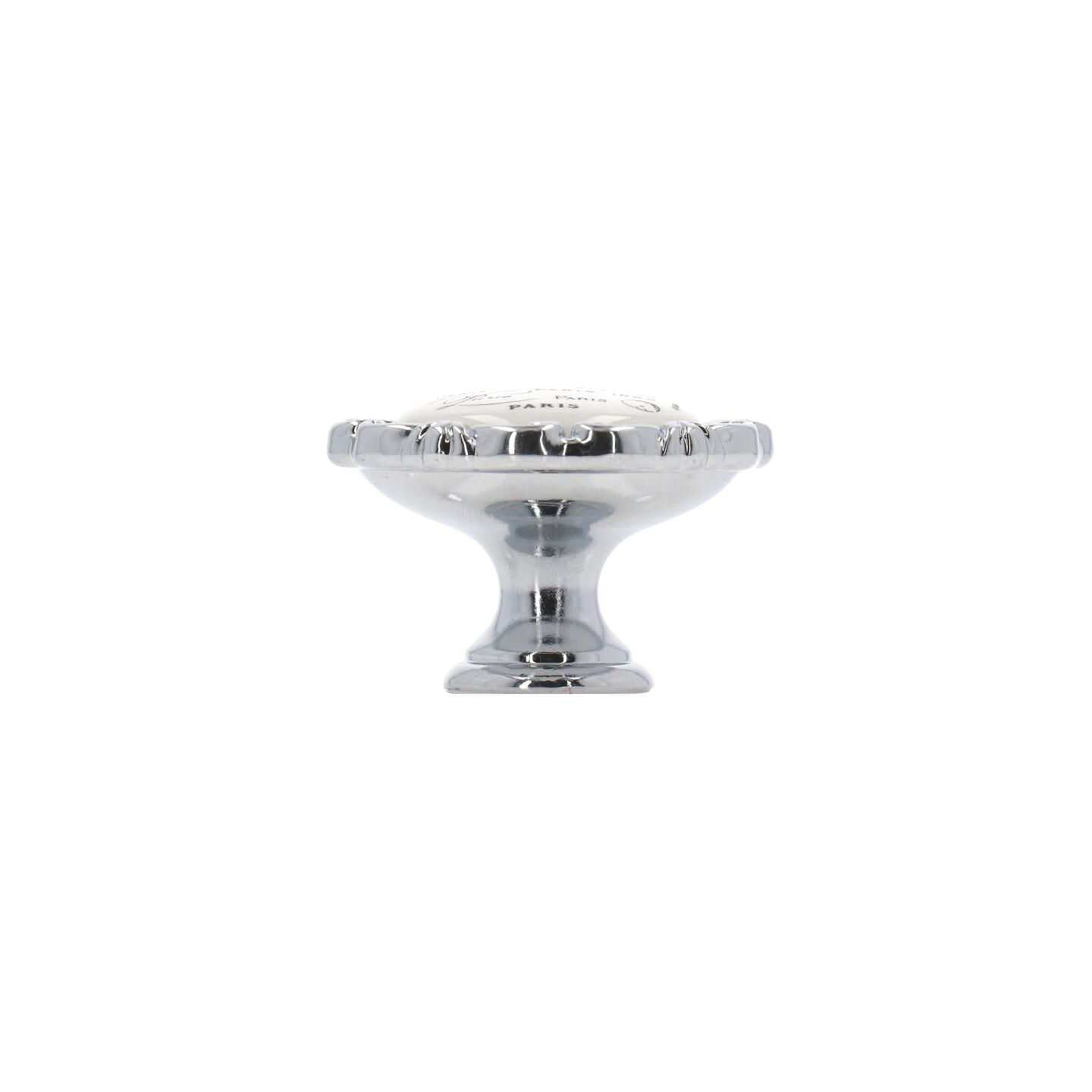 Pomolo per mobili - Cromo lucido - Lega di Zinco / Porcellana - Stile Classico - 0x27x0mm - immagine 2