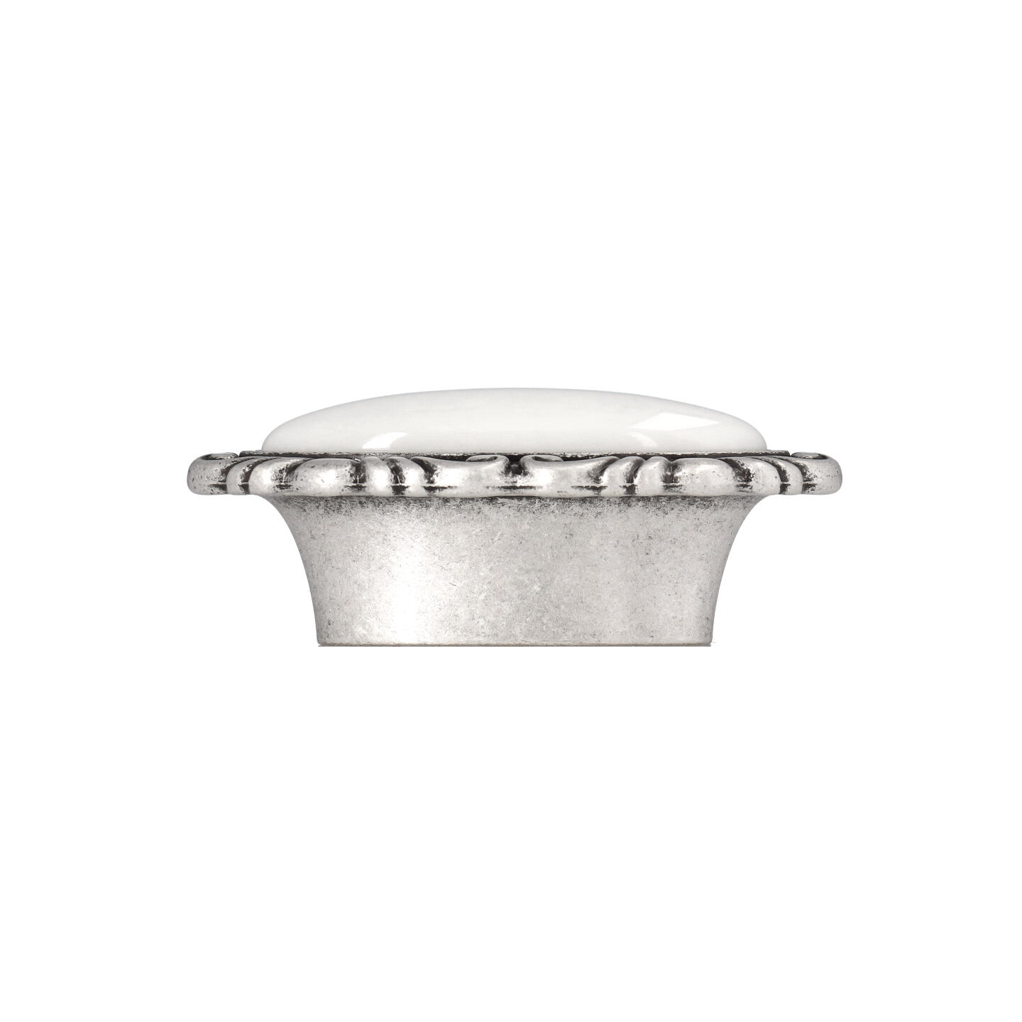 Pomolo per mobili - Argento vecchio brillante - Lega di Zinco / Porcellana - Stile Classico - 73x28x38mm - immagine 2
