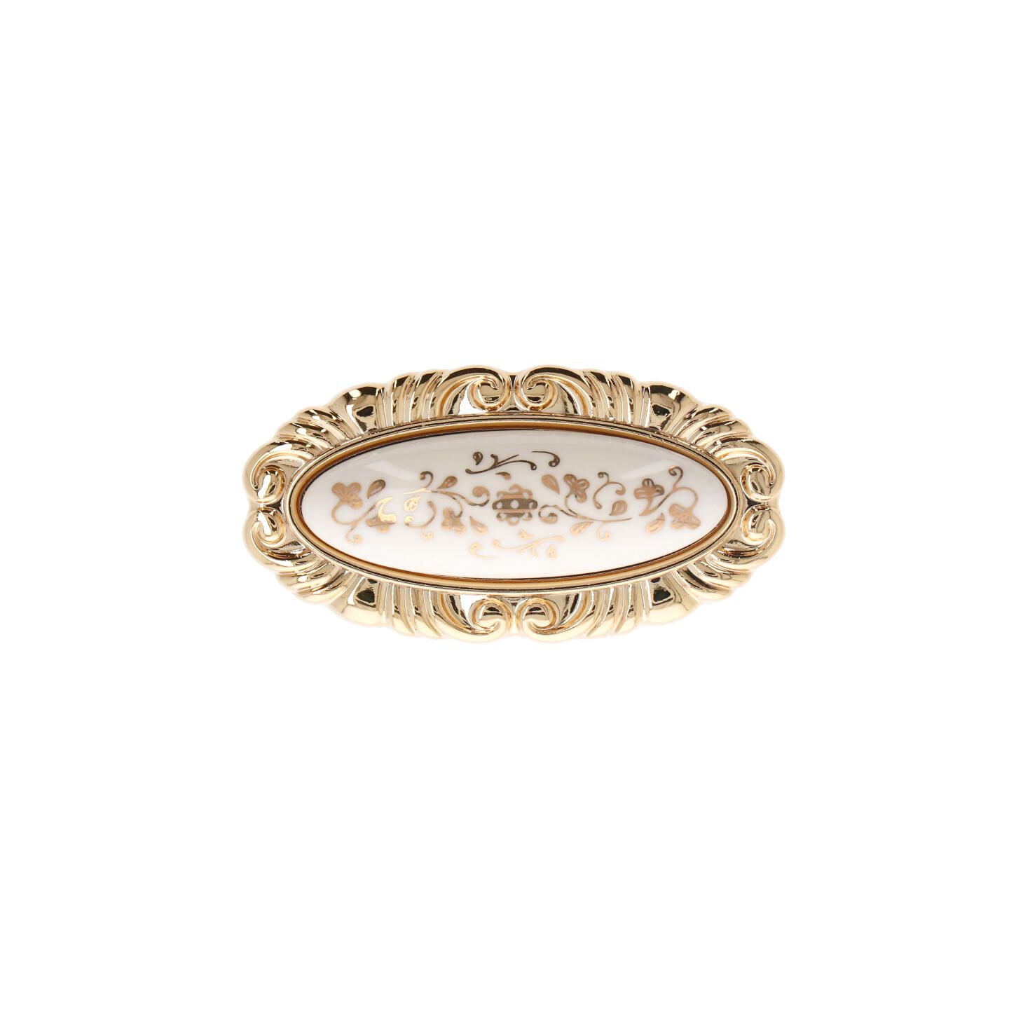 Pomolo per mobili - Placcato oro - Lega di Zinco / Porcellana - Stile Classico - 73x28x38mm - immagine 3