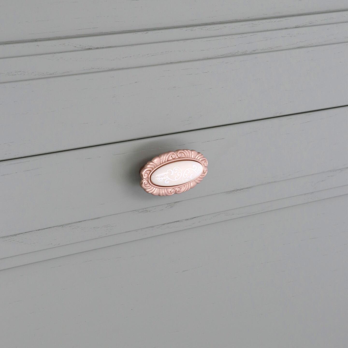 Pomolo per mobili - Oro rosa matt - Lega di Zinco / Porcellana - Stile Classico - 73x28x38mm - immagine 5