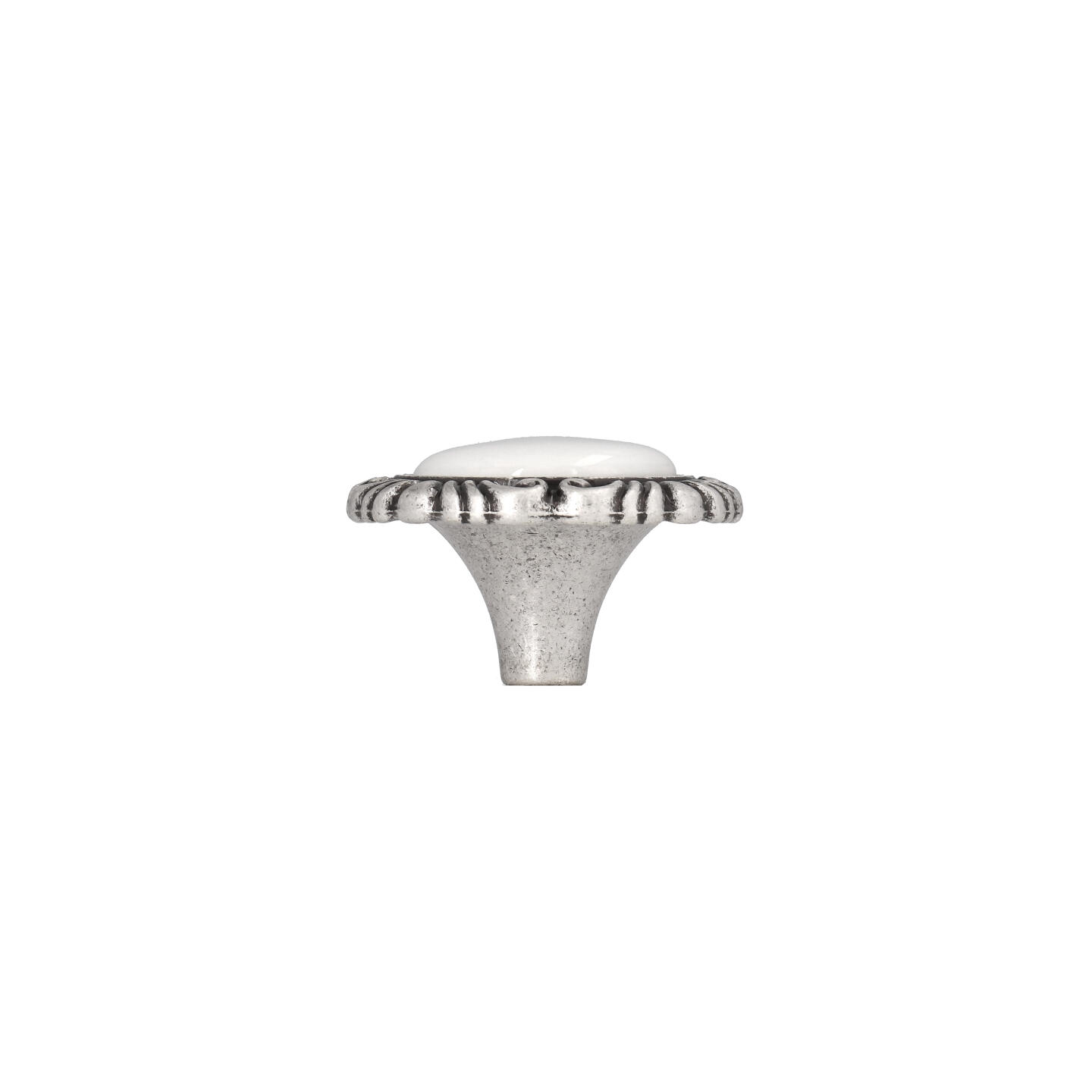 Pomolo per mobili - Argento vecchio brillante - Lega di Zinco / Porcellana - Stile Classico - 0x27x0mm - immagine 2