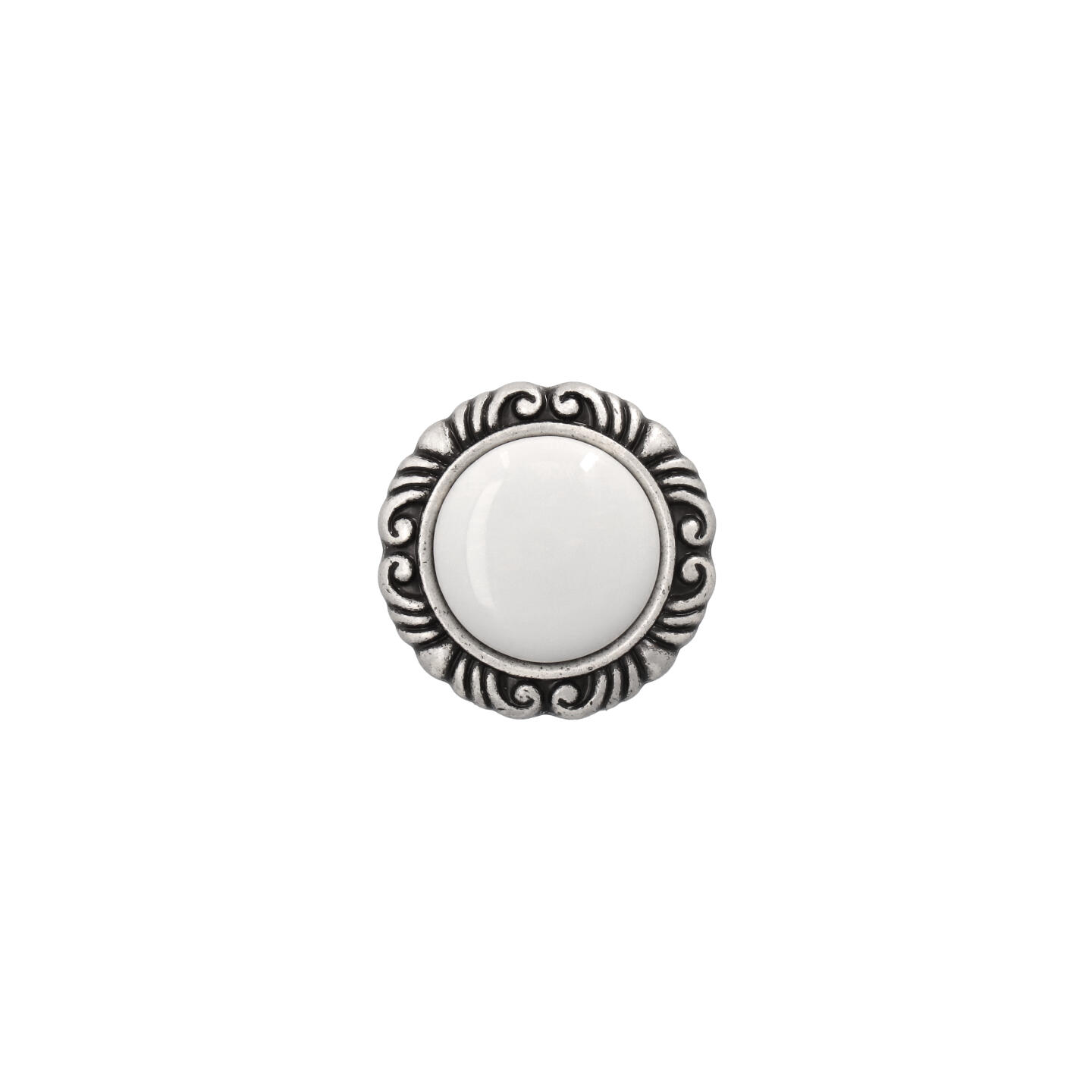 Pomolo per mobili - Argento vecchio brillante - Lega di Zinco / Porcellana - Stile Classico - 0x27x0mm - immagine 3