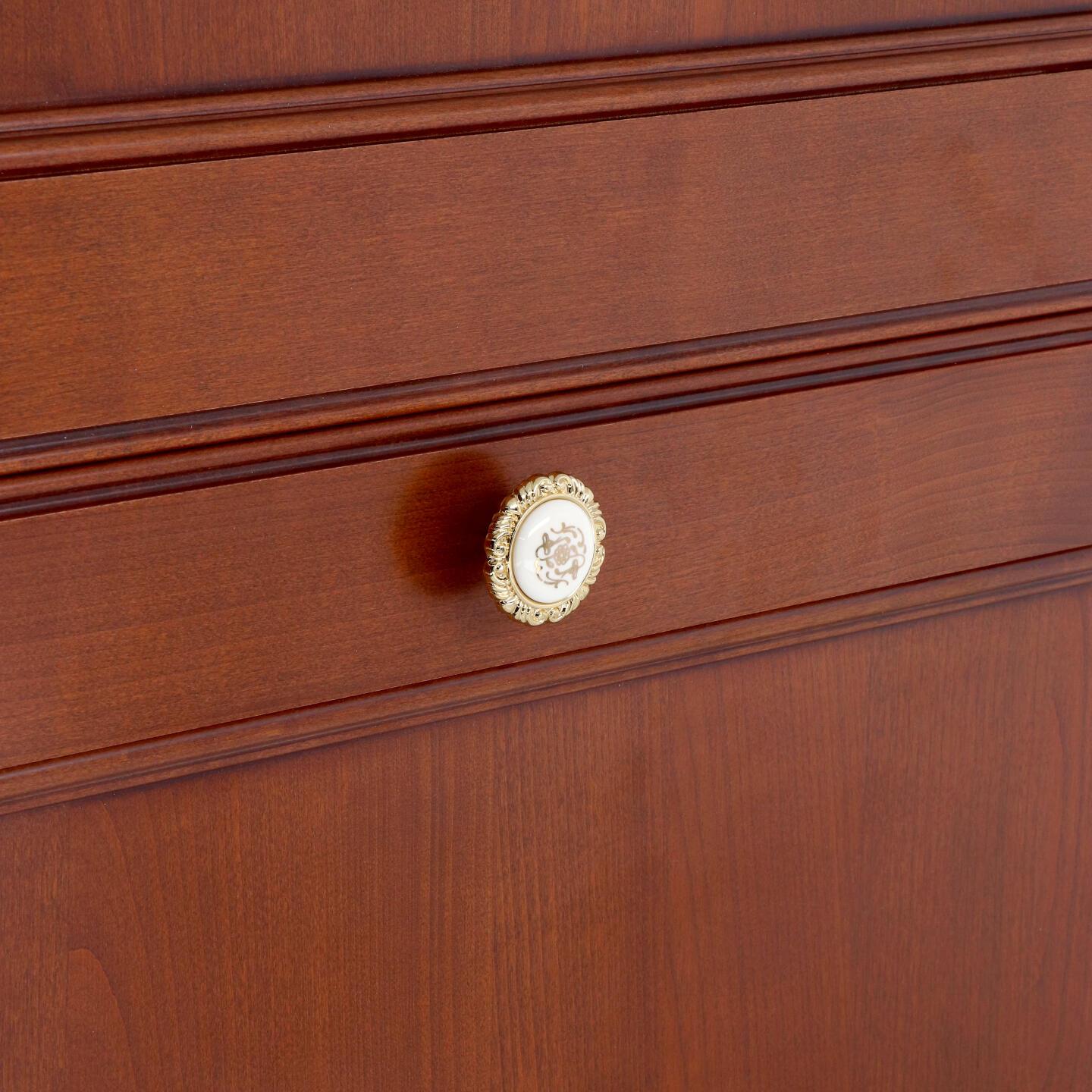 Pomolo per mobili - Placcato oro - Lega di Zinco / Porcellana - Stile Classico - 0x27x0mm - immagine 5