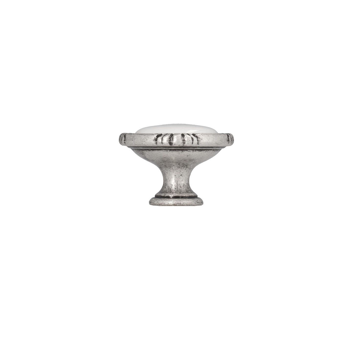 Pomolo per mobili - Argento vecchio brillante - Lega di Zinco / Porcellana - Stile Classico - 0x27x0mm - immagine 2
