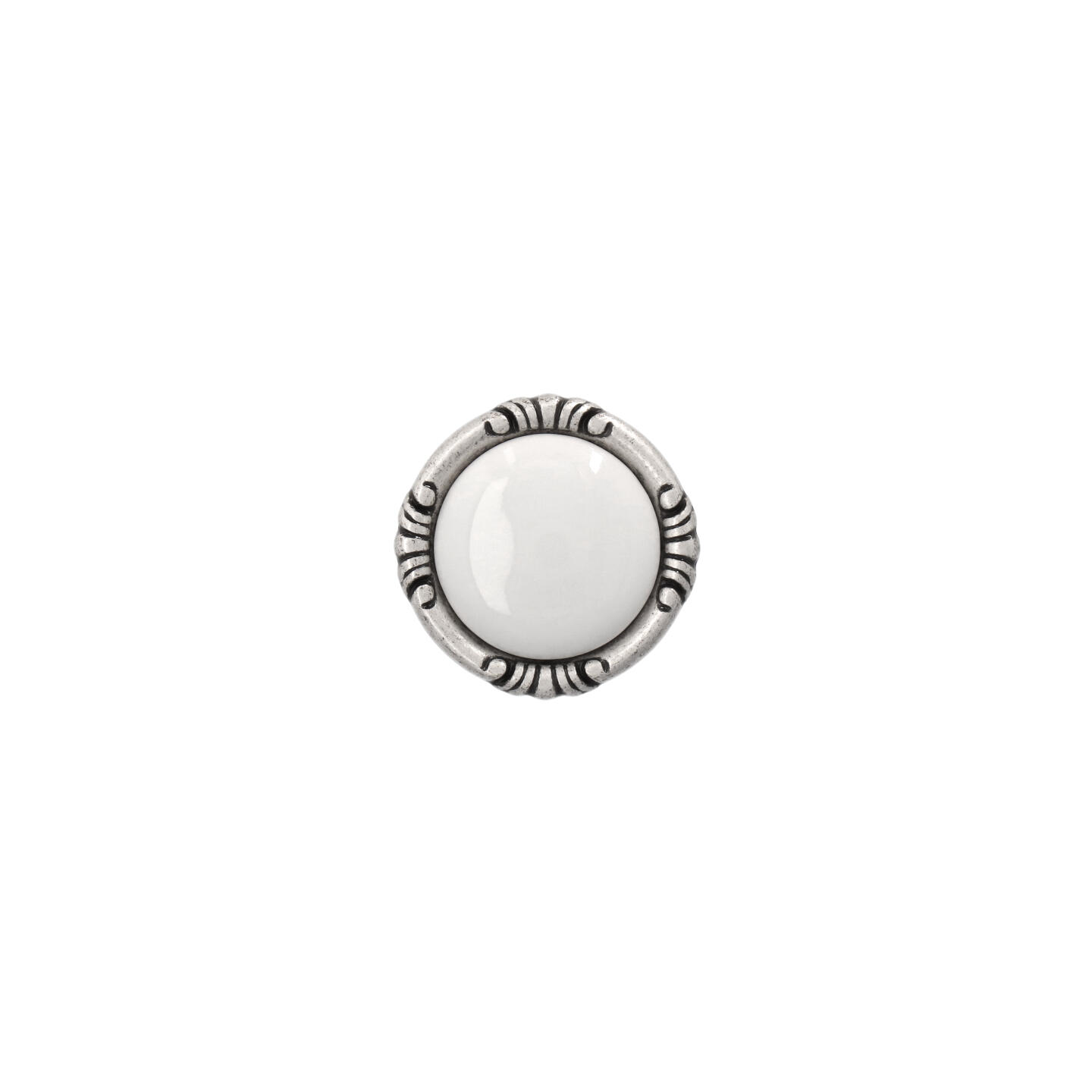 Pomolo per mobili - Argento vecchio brillante - Lega di Zinco / Porcellana - Stile Classico - 0x27x0mm - immagine 3
