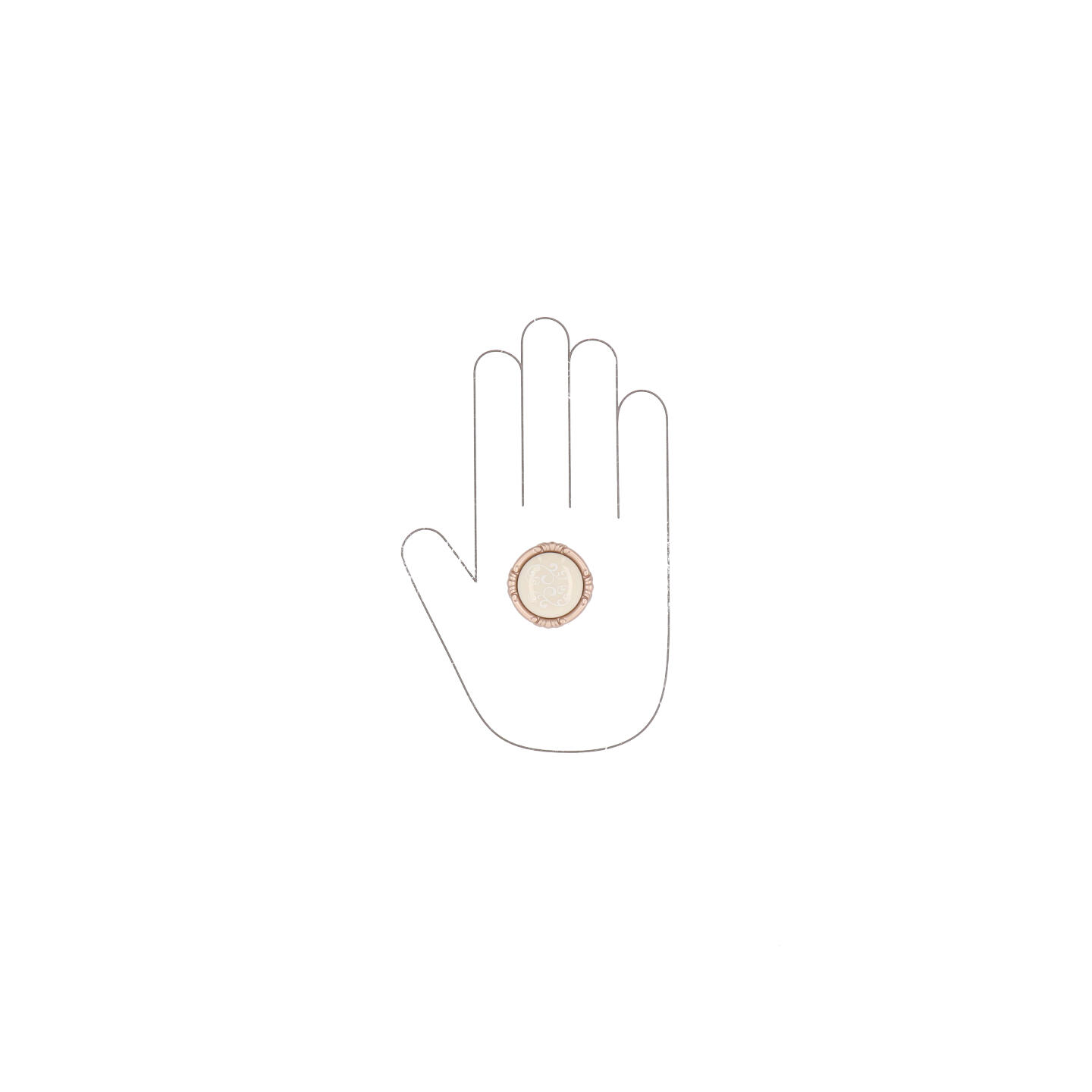 Pomolo per mobili - Oro rosa matt - Lega di Zinco / Porcellana - Stile Classico - 0x27x0mm - immagine 4