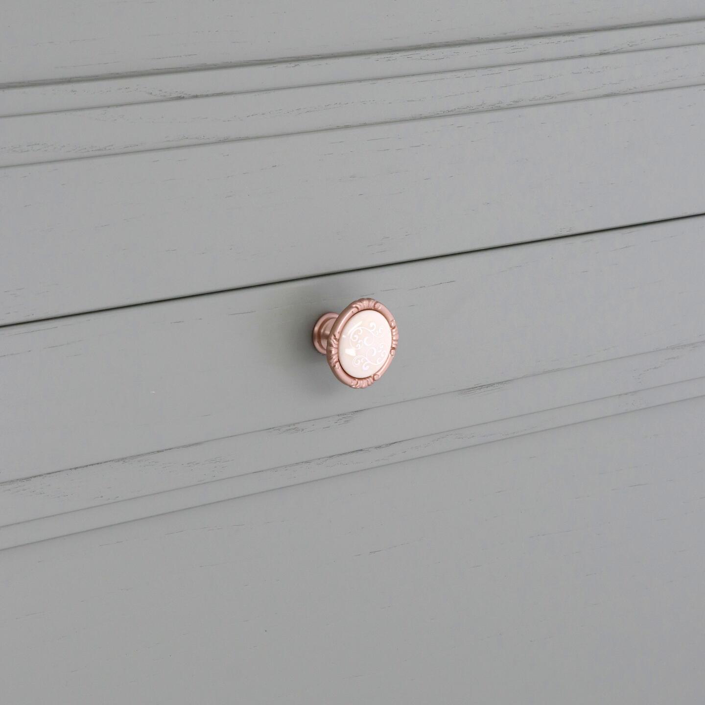 Pomolo per mobili - Oro rosa matt - Lega di Zinco / Porcellana - Stile Classico - 0x27x0mm - immagine 5