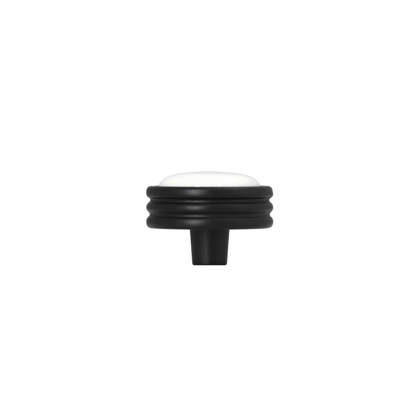 Pomolo per mobili - Laccato nero matt - Lega di Zinco / Porcellana - Stile Contemporaneo - 0x26x0mm - immagine 2