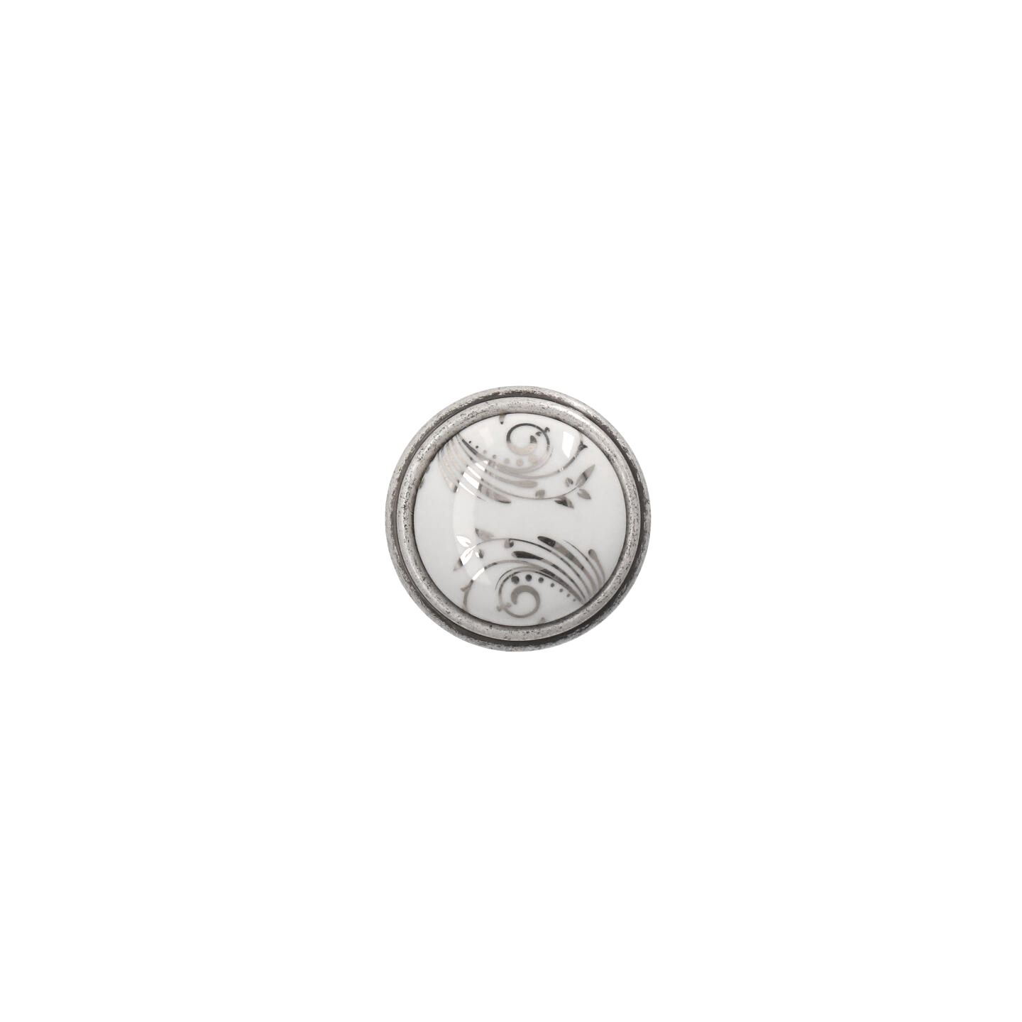 Pomolo per mobili - Argento vecchio brillante - Lega di Zinco / Porcellana - Stile Classico - 0x27x0mm - immagine 3