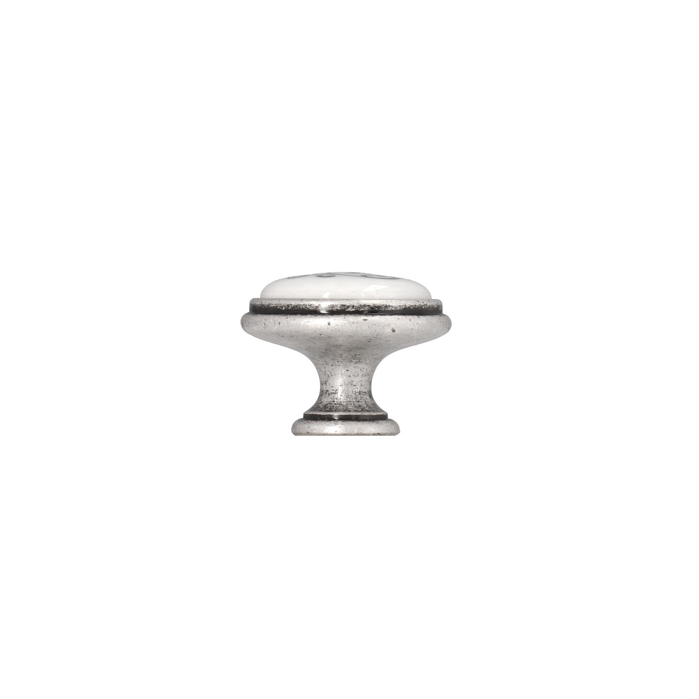 Pomolo per mobili - Argento vecchio brillante - Lega di Zinco / Porcellana - Stile Classico - 0x27x0mm - immagine 2