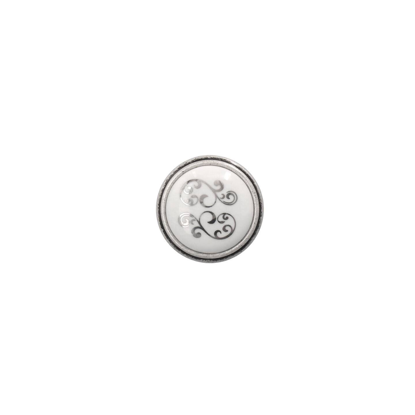 Pomolo per mobili - Argento vecchio brillante - Lega di Zinco / Porcellana - Stile Classico - 0x27x0mm - immagine 3