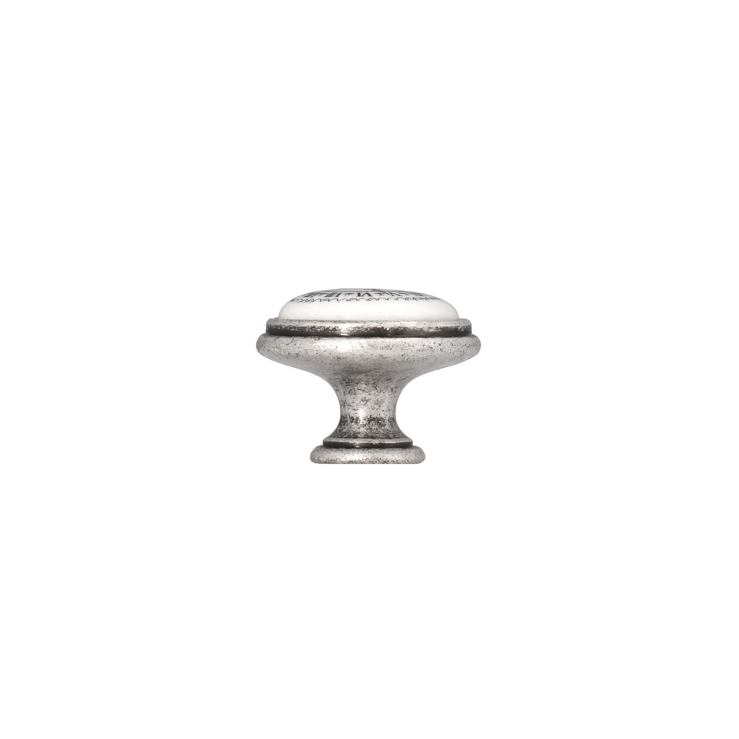Pomolo per mobili - Argento vecchio brillante - Lega di Zinco / Porcellana - Stile Classico - 0x27x0mm - immagine 2