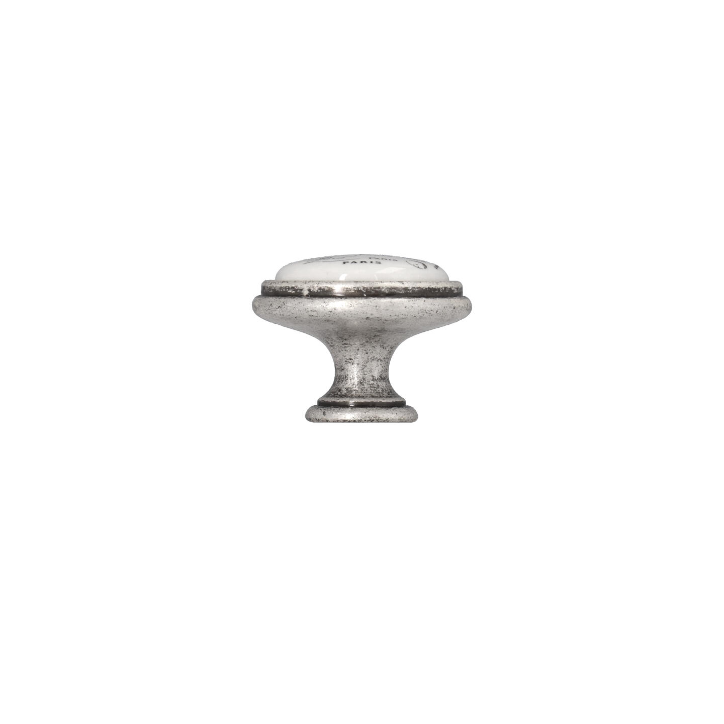 Pomolo per mobili - Argento vecchio brillante - Lega di Zinco / Porcellana - Stile Classico - 0x27x0mm - immagine 2