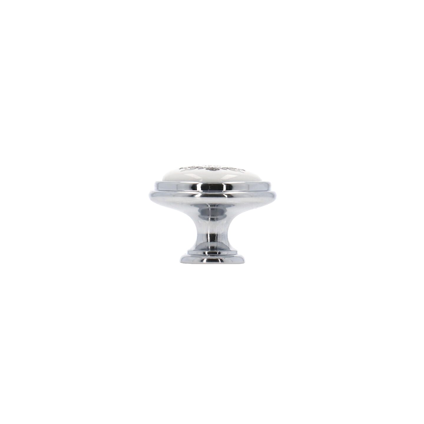 Pomolo per mobili - Cromo lucido - Lega di Zinco / Porcellana - Stile Classico - 0x27x0mm - immagine 2