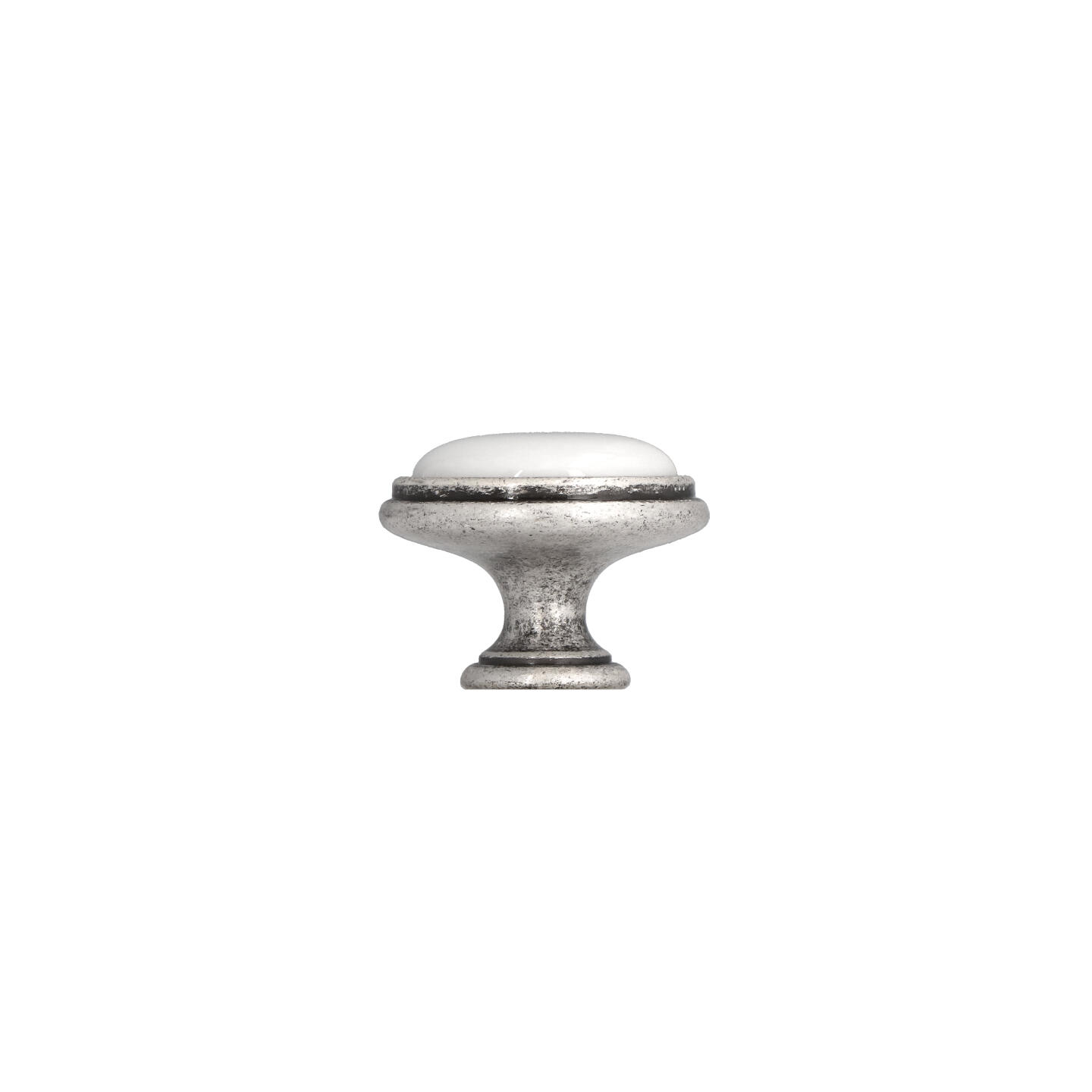 Pomolo per mobili - Argento vecchio brillante - Lega di Zinco / Porcellana - Stile Classico - 0x27x0mm - immagine 2
