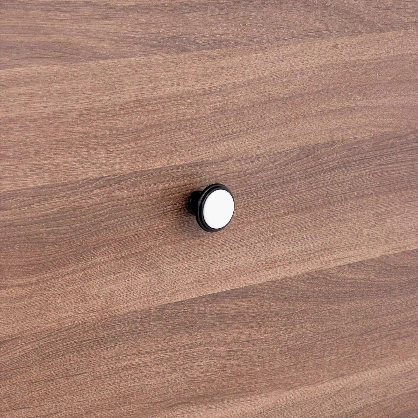 Pomolo per mobili - Laccato nero matt - Lega di Zinco / Porcellana - Stile Classico - 0x27x0mm - immagine 5