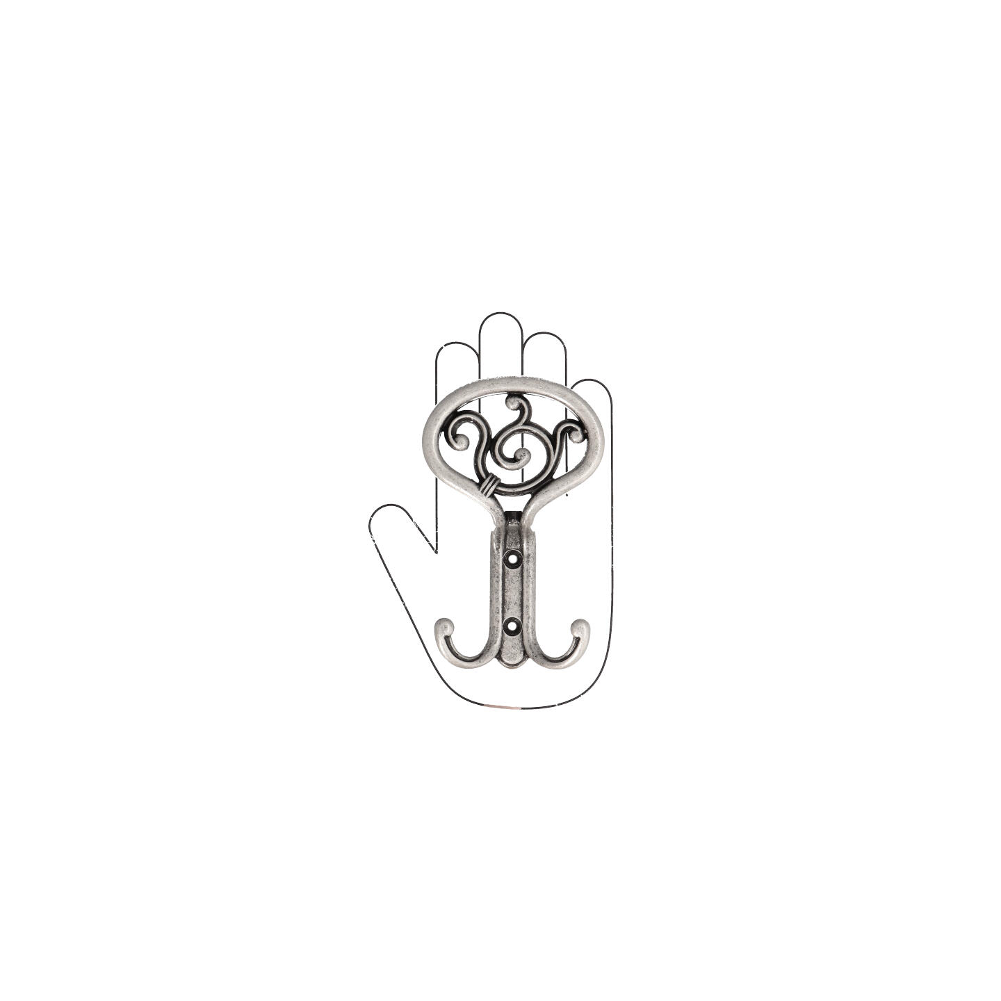 Appendiabiti - Argento vecchio brillante - Lega di Zinco - Stile Classico - 85x138x50mm - immagine 4
