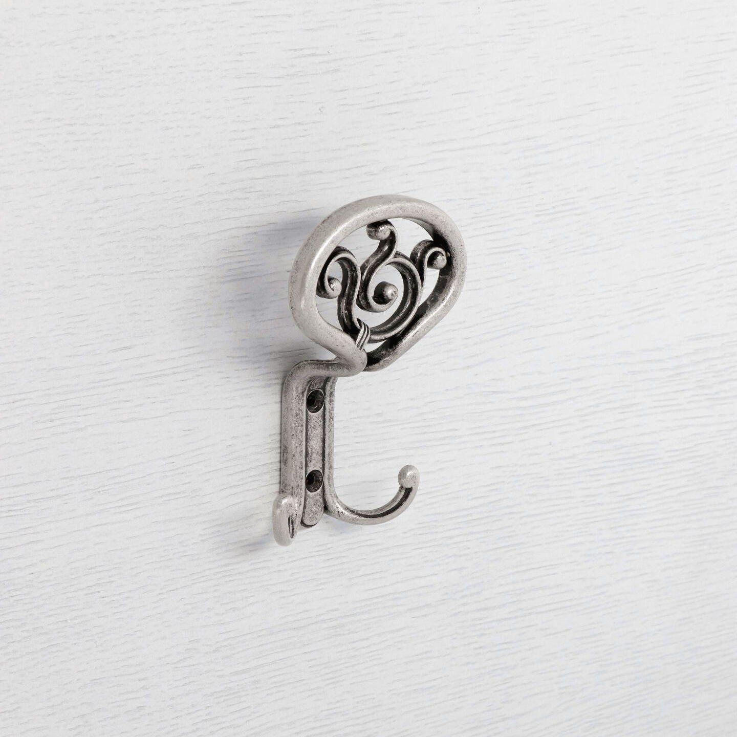 Appendiabiti - Argento vecchio brillante - Lega di Zinco - Stile Classico - 85x138x50mm - immagine 5