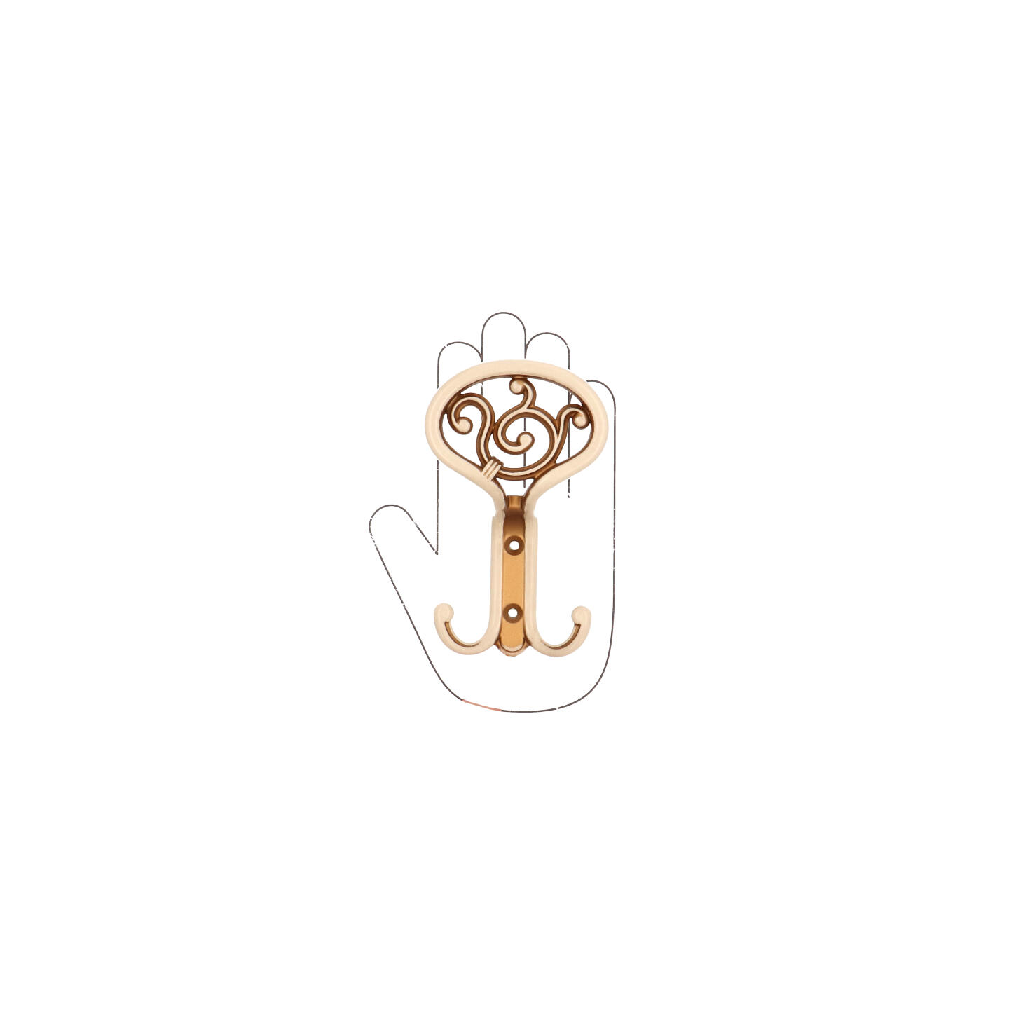 Appendiabiti - Royal avorio patina oro - Lega di Zinco - Stile Classico - 85x138x50mm - immagine 4