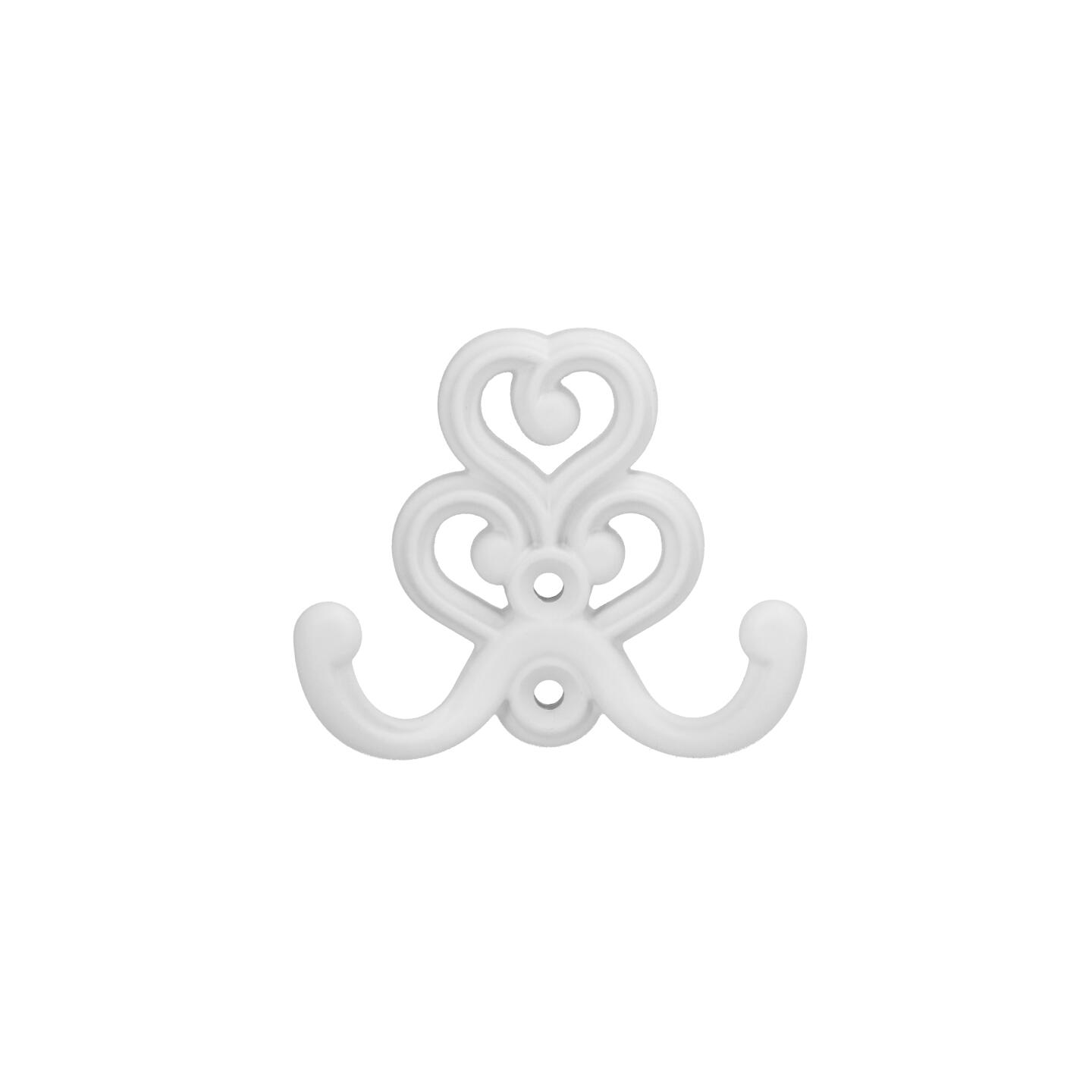 Appendiabiti - Laccato bianco matt - Lega di Zinco - Stile Classico - 73x62x30mm - immagine 2