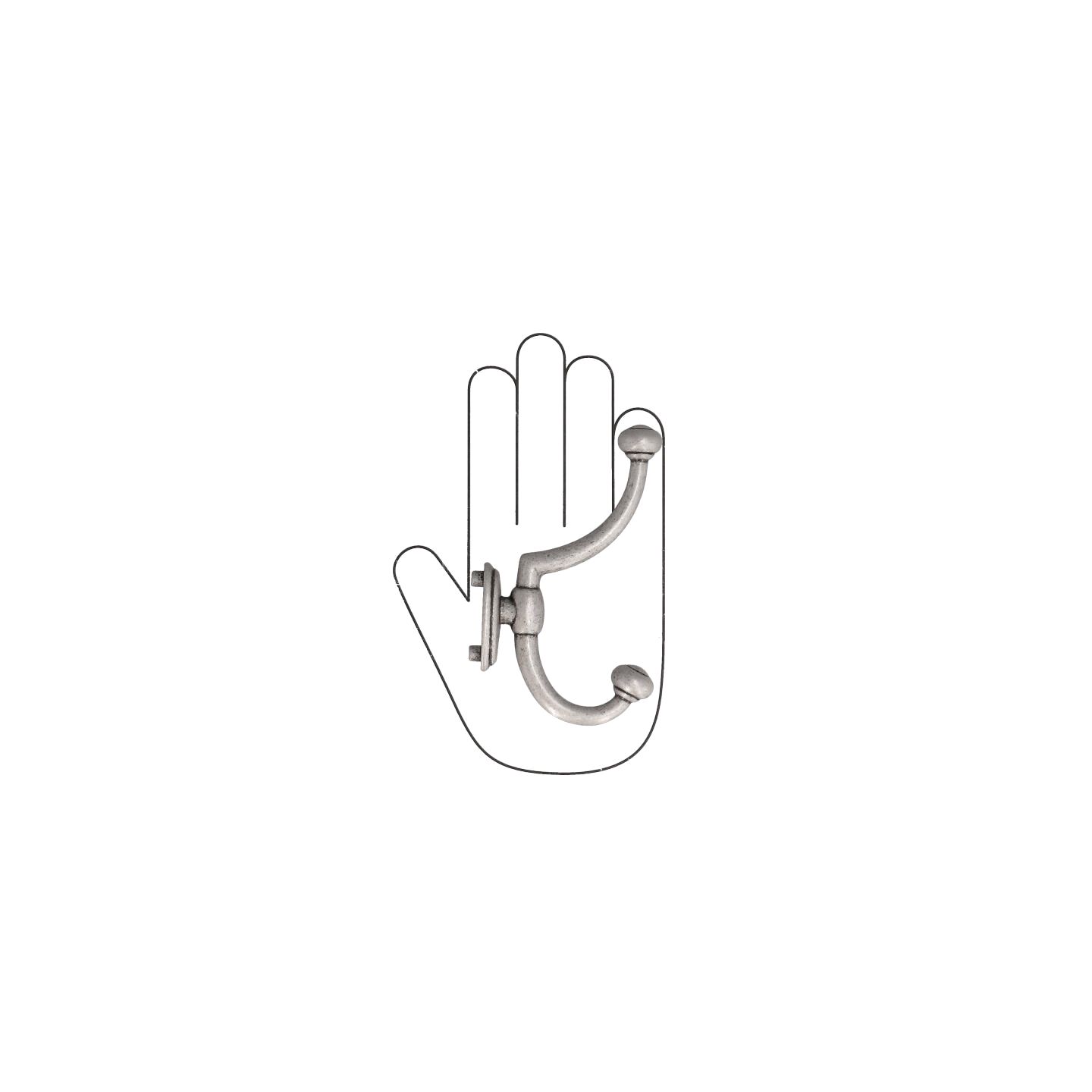 Appendiabiti - Argento vecchio brillante - Lega di Zinco - Stile Classico - 75x130x21mm - immagine 4
