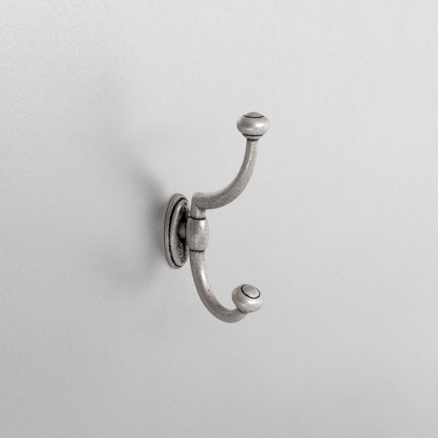 Appendiabiti - Argento vecchio brillante - Lega di Zinco - Stile Classico - 75x130x21mm - immagine 5
