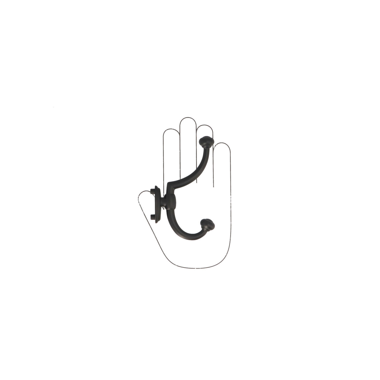 Appendiabiti - Laccato nero matt - Lega di Zinco - Stile Classico - 75x130x21mm - immagine 4