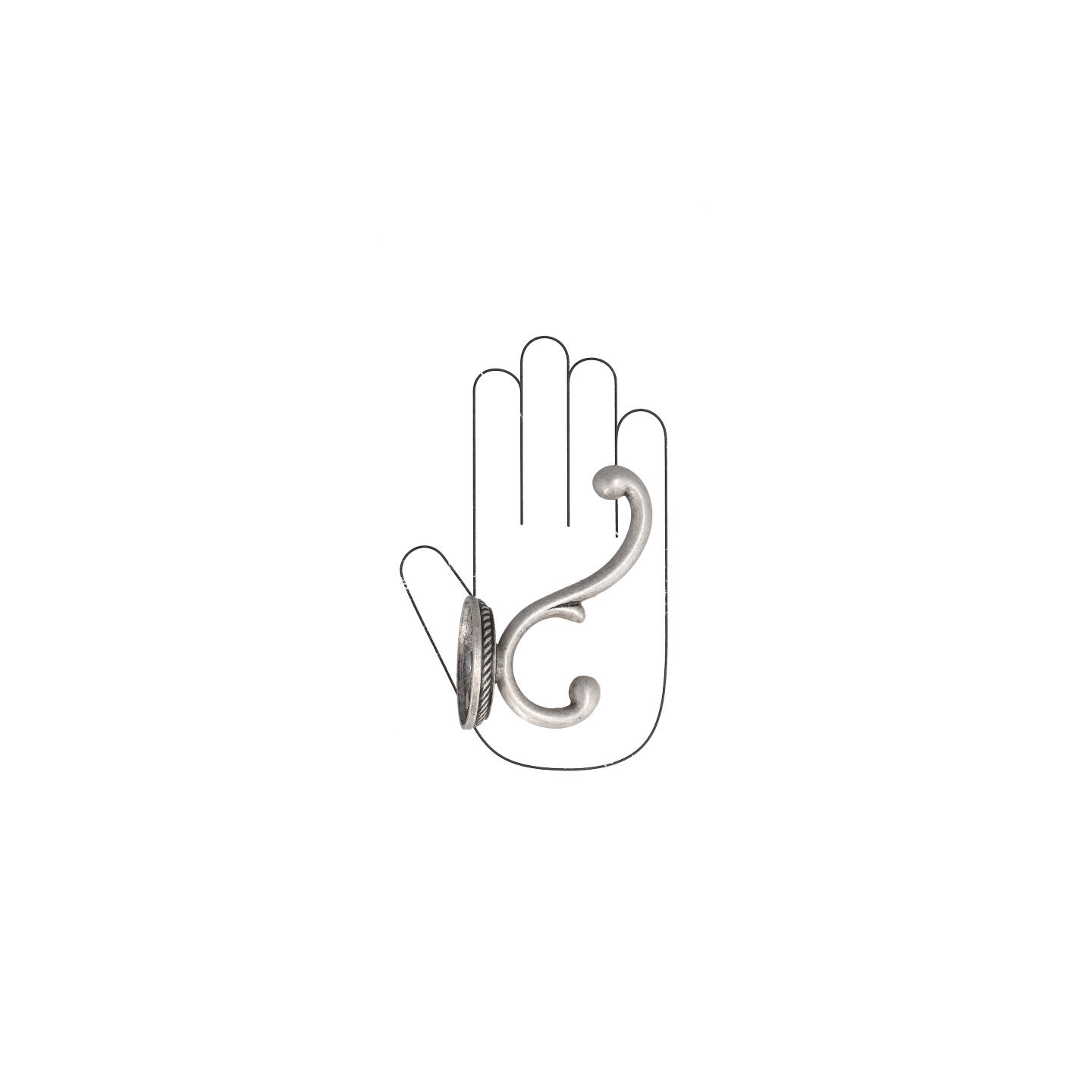 Appendiabiti - Argento vecchio brillante - Lega di Zinco - Stile Classico - 80x115x58mm - immagine 4
