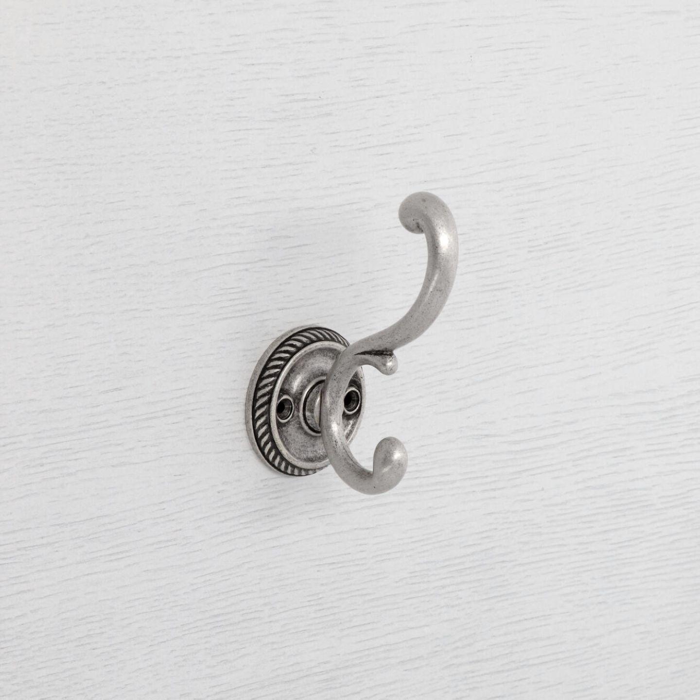 Appendiabiti - Argento vecchio brillante - Lega di Zinco - Stile Classico - 80x115x58mm - immagine 5
