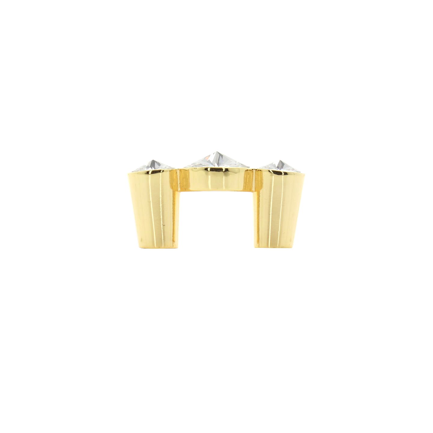 Pomolo per mobili - Placcato oro - Lega di Zinco / Cristalli - Stile Luxury - 48x21x21mm - immagine 2