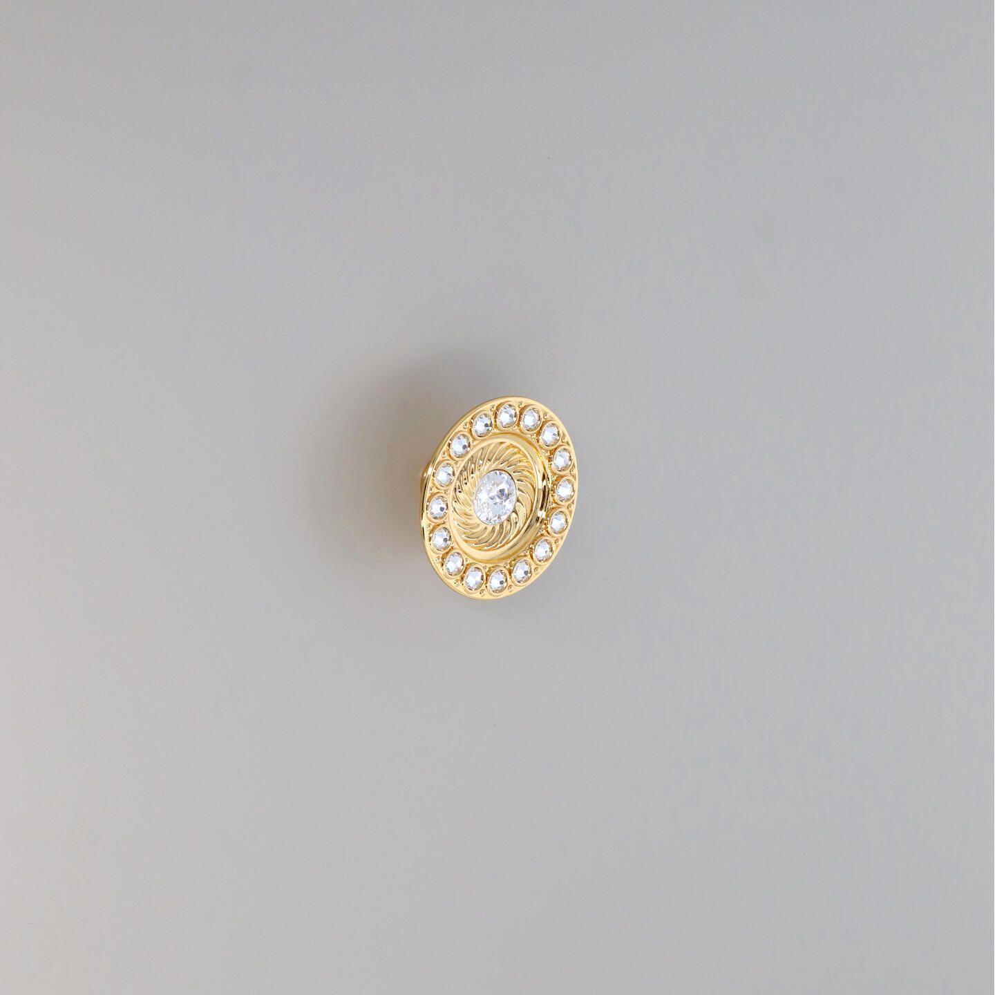 Pomolo per mobili - Placcato oro - Lega di Zinco / Cristalli - Stile Luxury - 60x28x0mm - immagine 5