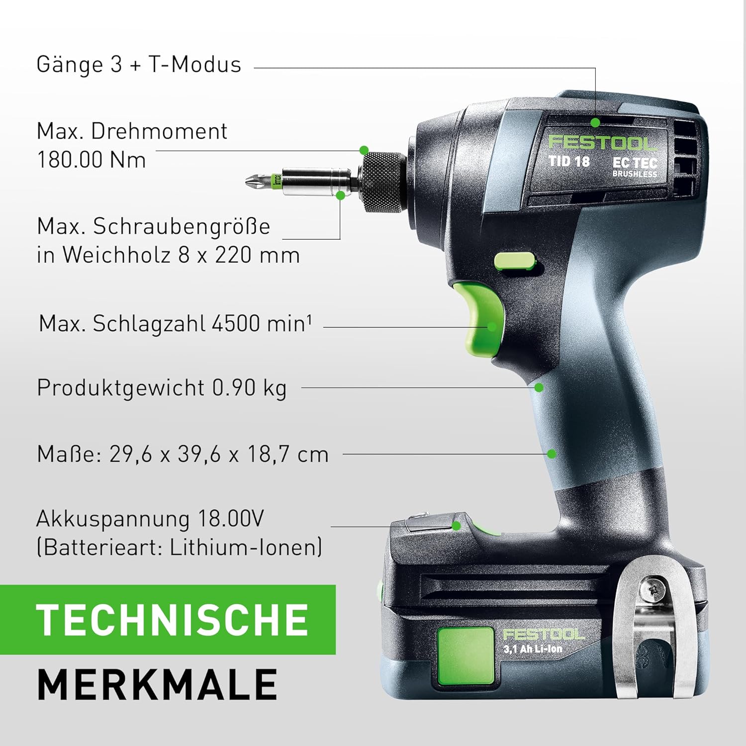 Festool Avvitatore a impulsi a batteria TID 18 HPC 4,0 I-Plus - immagine 3